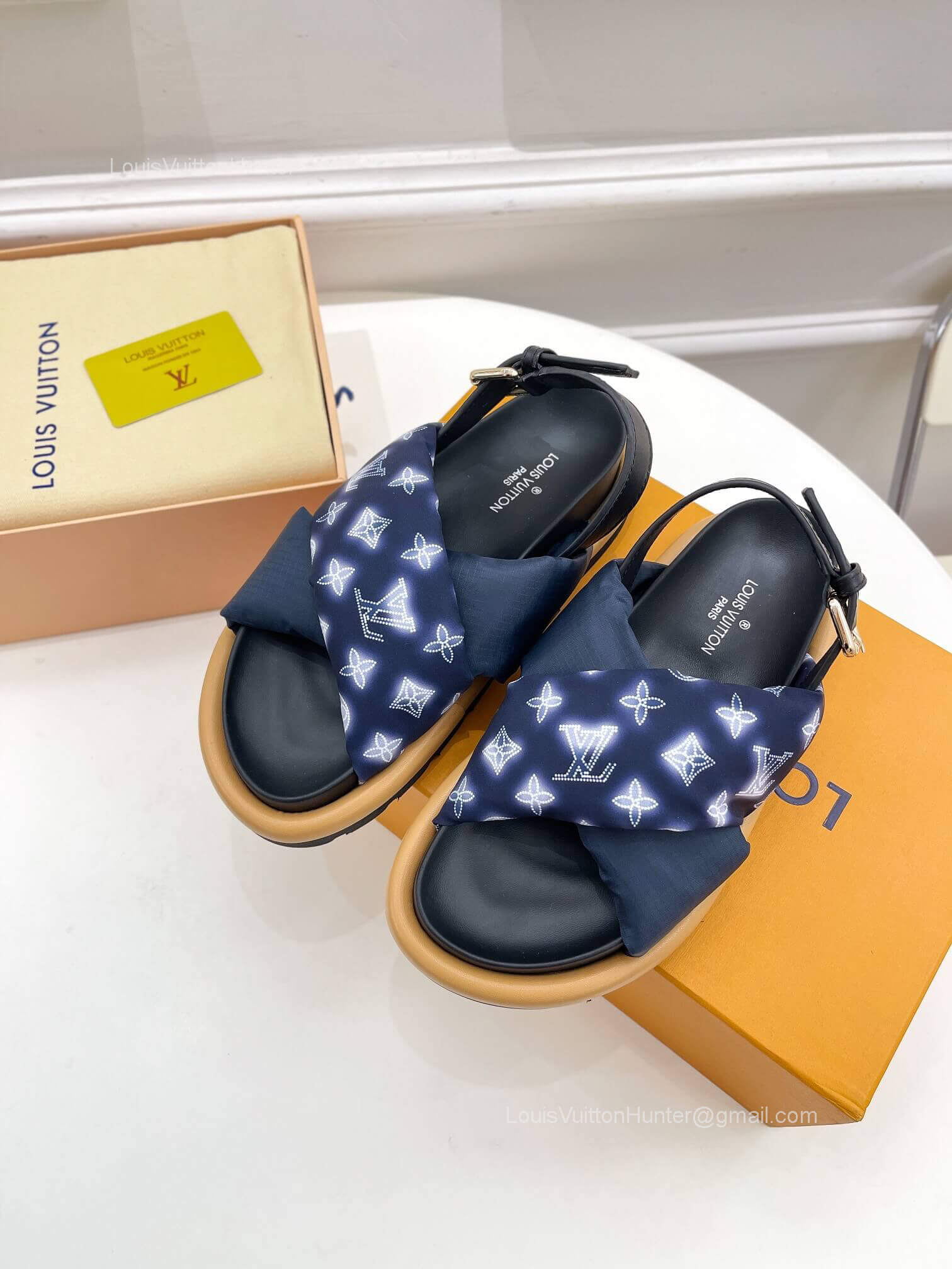 Louis Vuitton Pool Pillow Comfort Sandals in Blue Monogram Nylon 2281602