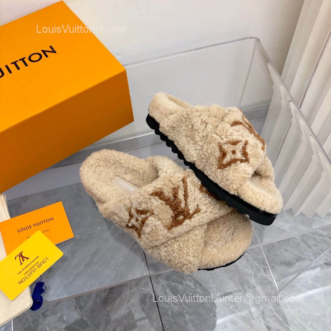 Louis Vuitton Paseo Flat Comfort Mule Sandal with Brown Shearling ...