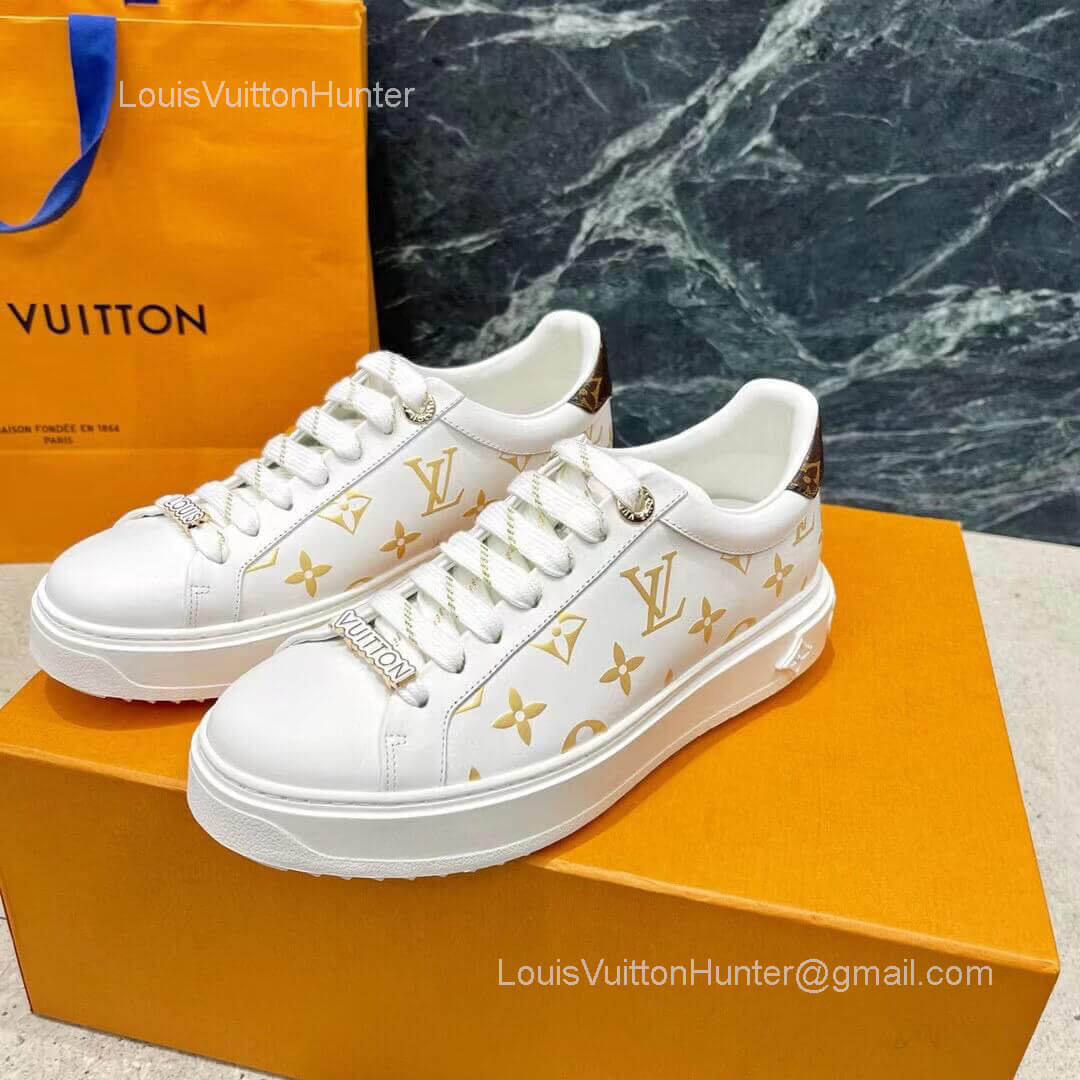 Louis Vuitton Time Out Sneaker in Yellow Monogram Debossed Calf Leather White 2281639