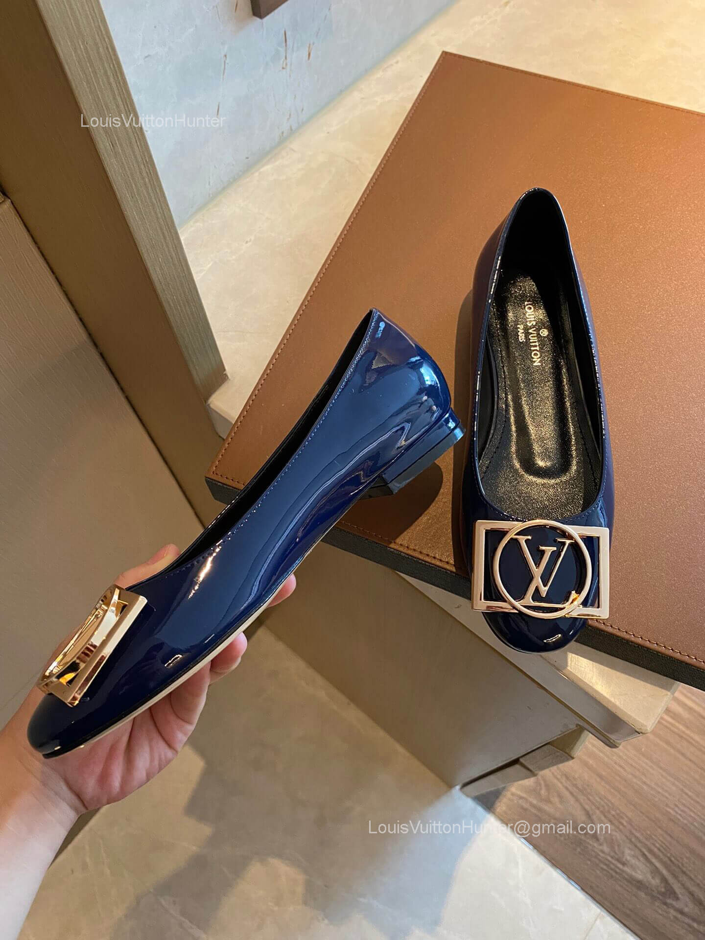Louis Vuitton Madeleine Ballerina Patent Leather Flat in Blue 2281681