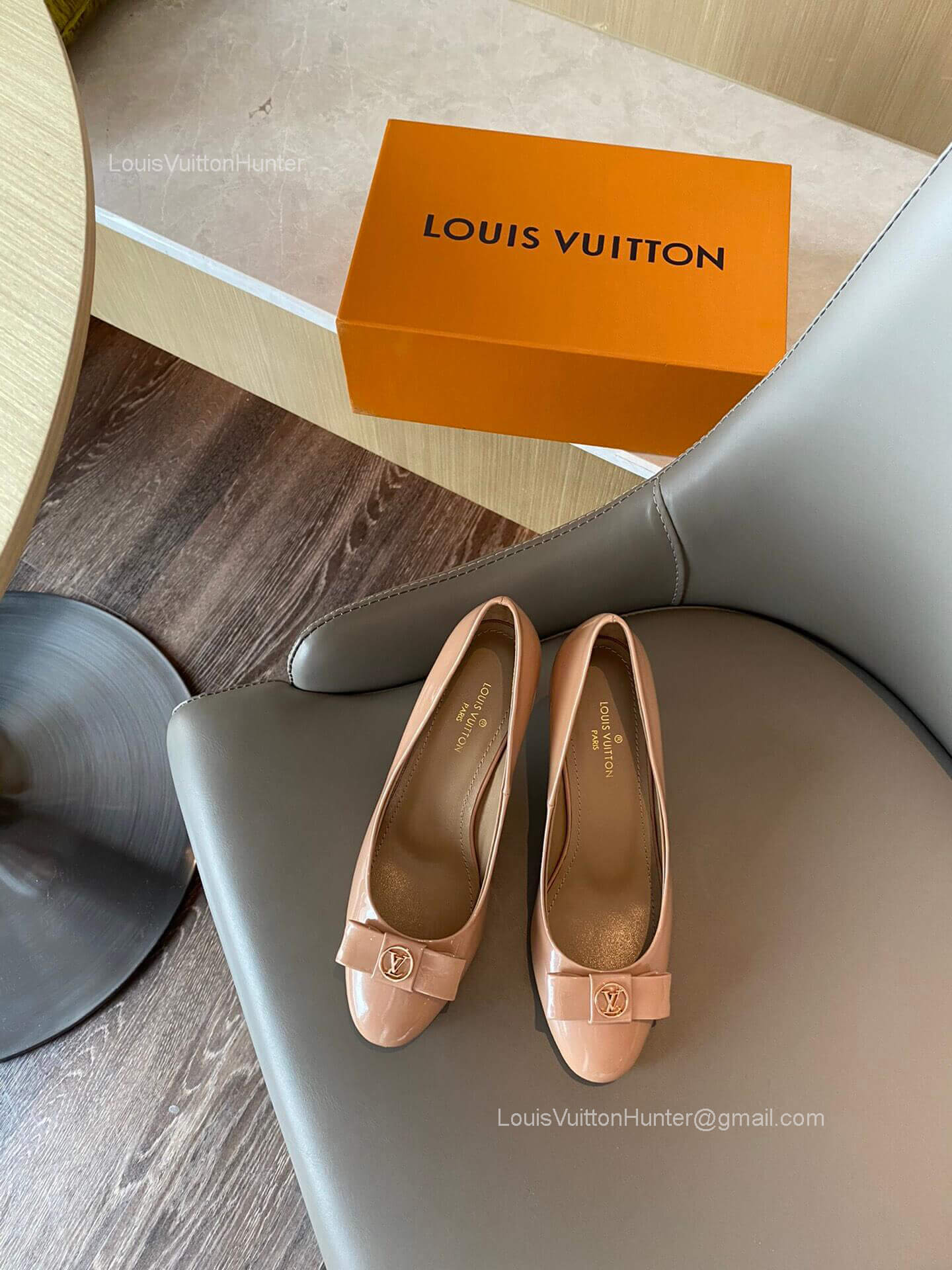 Louis Vuitton Fiancee Classic Feminine Pumps in Nude Patent Calf Leather 65MM 2281739